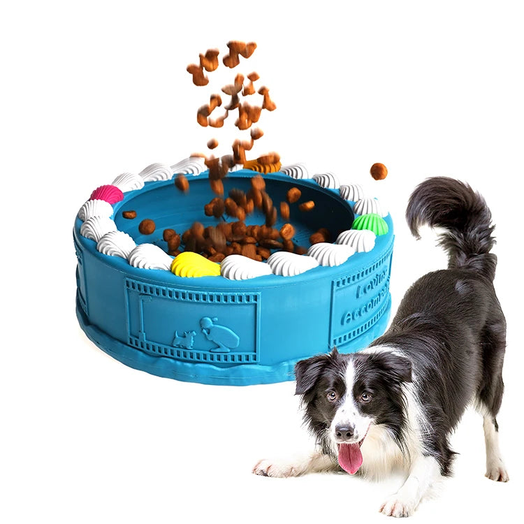 Barkwow Birthday Cake Bowl Toy: Durable, Safe & Fun Chew Toy for Heavy Chewers | Eco-Friendly Natural Rubber Dog Feeding Bow
