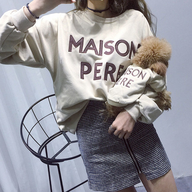 πΎπ WoofyLove Bonding Threads: Parent-child Terry Cotton Embroidered Letter Sweater πΎπ