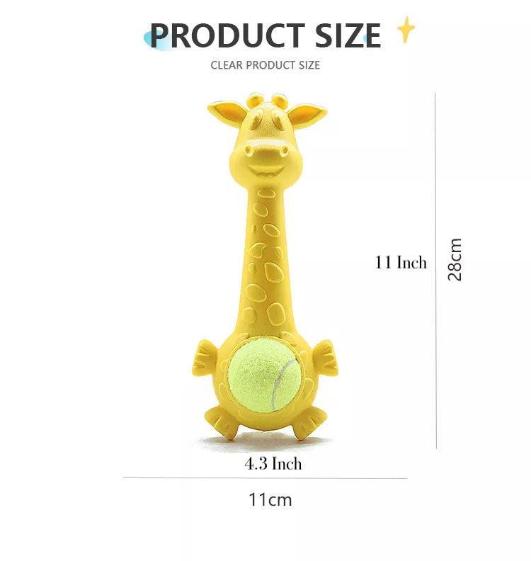 Barkwow Giraffe Chew Toy with Embedded Tennis Ball