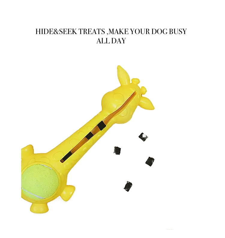 Barkwow Giraffe Chew Toy with Embedded Tennis Ball