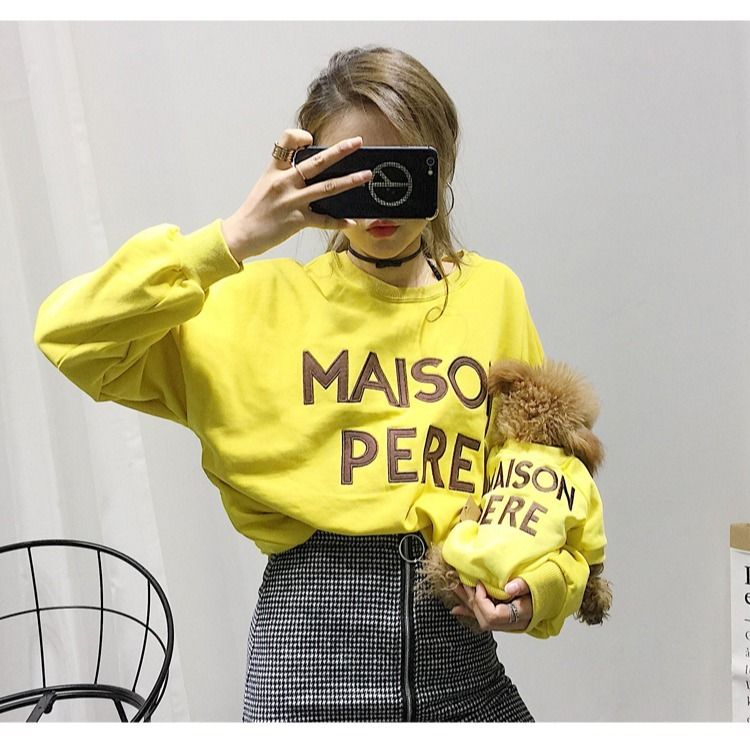 πΎπ WoofyLove Bonding Threads: Parent-child Terry Cotton Embroidered Letter Sweater πΎπ