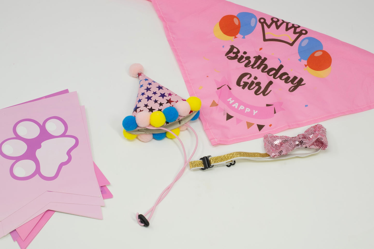 Barkwow Birthday Box: Squeaky toys, hat, bandana, bow, banner, and FREE custom dog tag