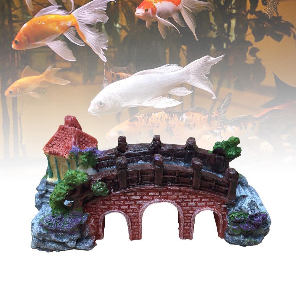 Fish Tank Aquarium Landscape Rockery Bridge Landscaping Decoration Package Fish Globe Decorative Simulation Bridge Rockery Stone