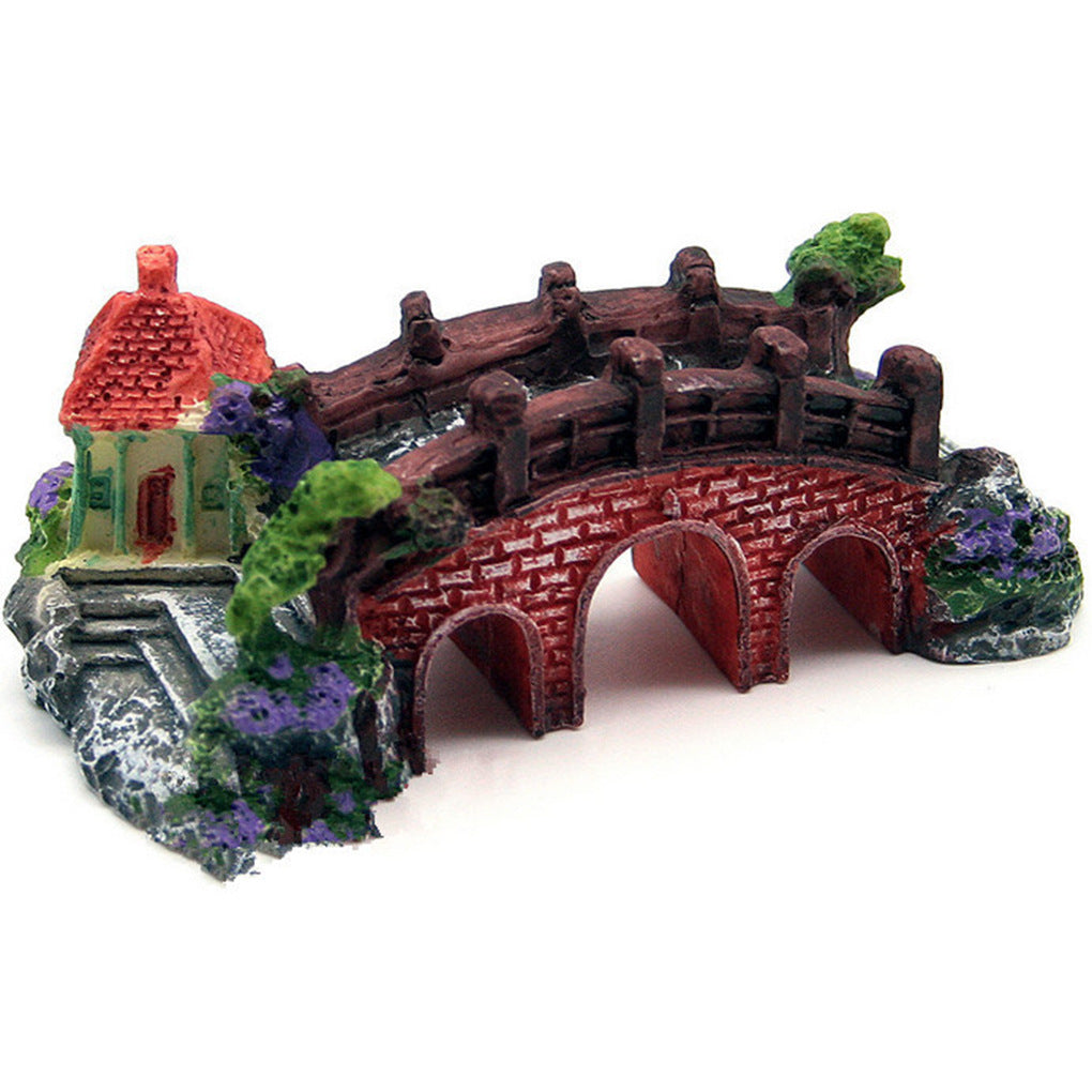 Fish Tank Aquarium Landscape Rockery Bridge Landscaping Decoration Package Fish Globe Decorative Simulation Bridge Rockery Stone