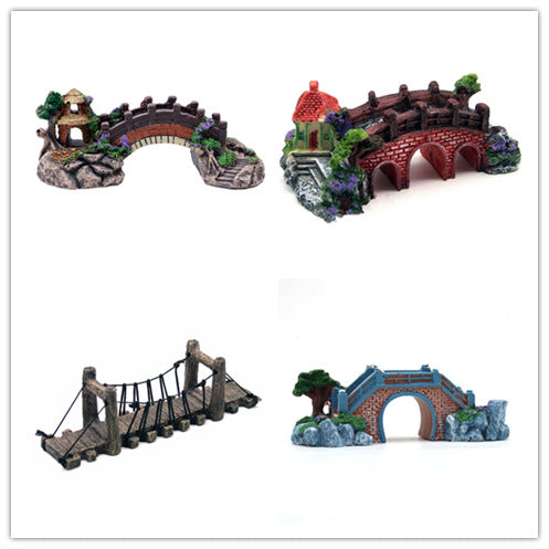 Fish Tank Aquarium Landscape Rockery Bridge Landscaping Decoration Package Fish Globe Decorative Simulation Bridge Rockery Stone
