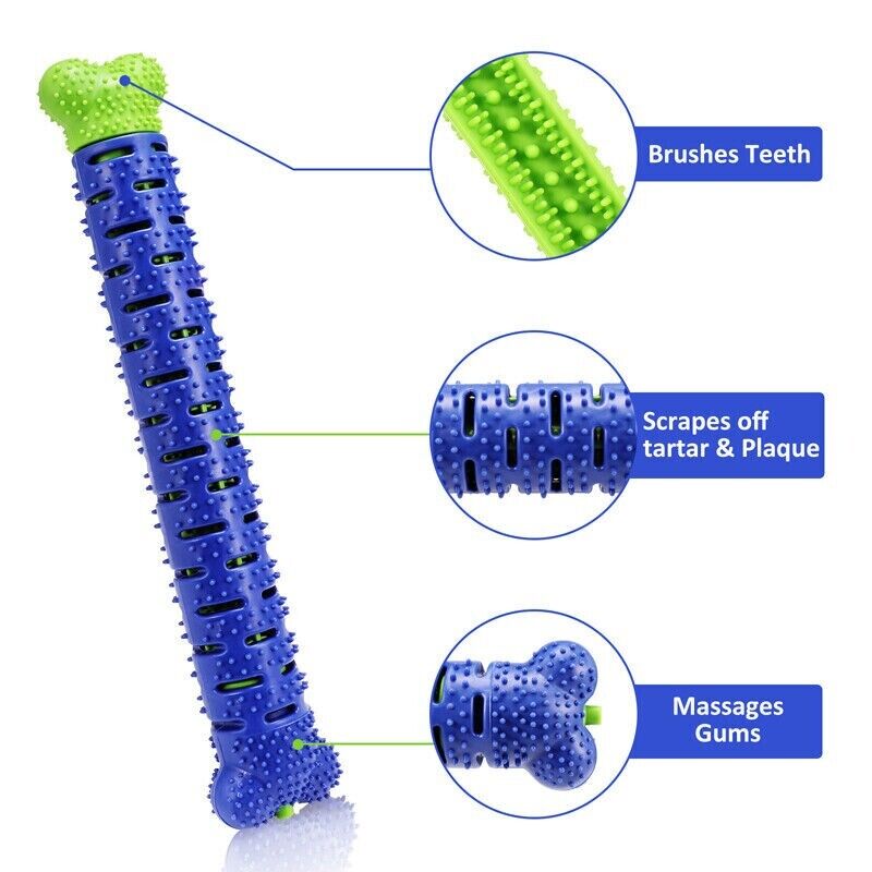 Barkwow Dog Chew Toys Aggressive Chewers Teeth Cleaning Oral Toothbrush Bone Brush