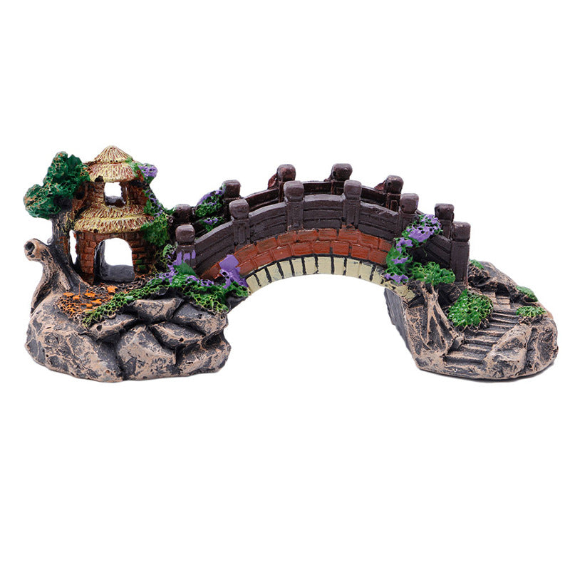 Fish Tank Aquarium Landscape Rockery Bridge Landscaping Decoration Package Fish Globe Decorative Simulation Bridge Rockery Stone