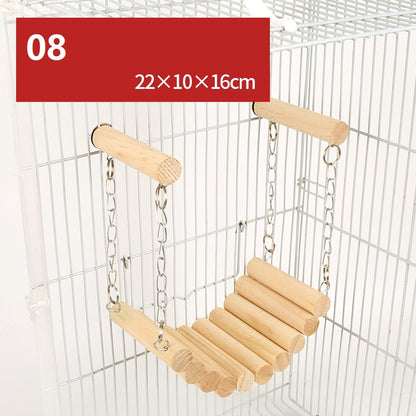 Hamster Natural Wooden Fence Landscaping Platform Swing Toy