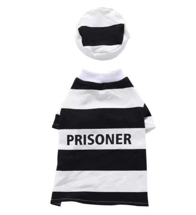 Woofylove Prison Suit  Costume - Iconic Pet Knitted Sweater for the Festive Season