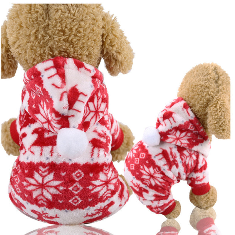 WoofyLove Winter Wonderland: Christmas Coral Fleece Pet Apparel for Cozy Celebrations