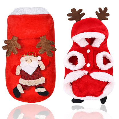 WoofyLove Winter Wonderland: Christmas Coral Fleece Pet Apparel for Cozy Celebrations