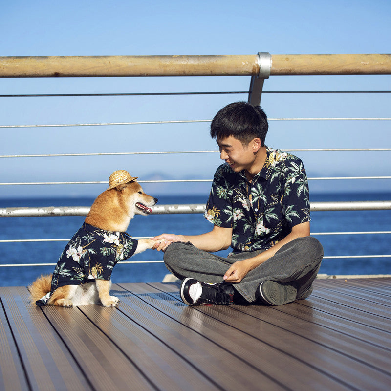 WoofyLove FamilyFur LoveWear: Beach Casual Shirt for Man & Dog – Parent-child Twinning Outfit 🐾👕