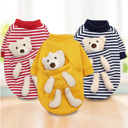 WoofyLove Springtime Cuddle: Cute Bear Sweater for Small Pets