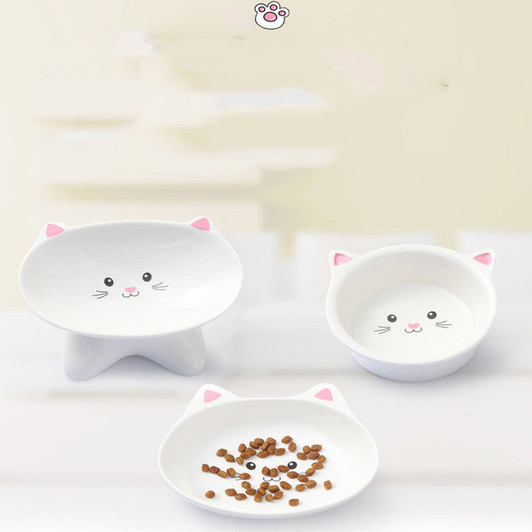Ceramic Small Cat Face Shape Pet Food Bowl Cat Bowl Dog Bowl Universal And Easy To Clean Main image