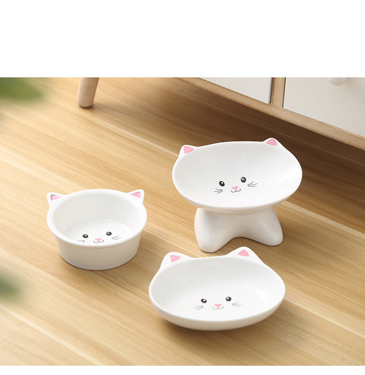 Ceramic Small Cat Face Shape Pet Food Bowl Cat Bowl Dog Bowl Universal And Easy To Clean Secondary image