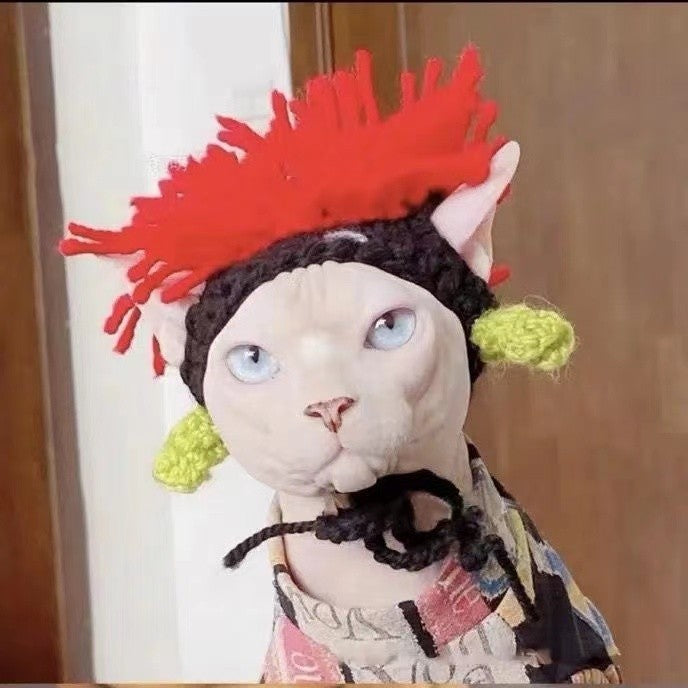 Woofylove Punk Rock Cat Hat: Unleash Your Cat's Inner Rockstar with this Cos-Play Dress-up Hat