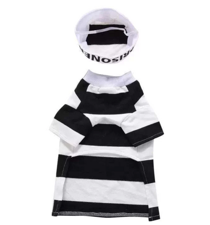 Woofylove Prison Suit  Costume - Iconic Pet Knitted Sweater for the Festive Season