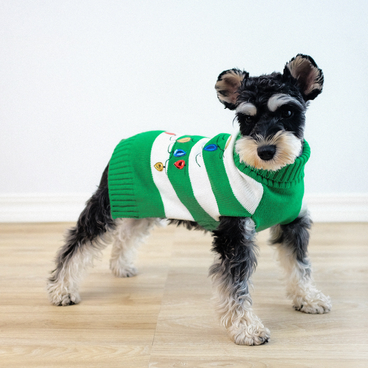 Woofylove Striped Christmas Lantern Turtleneck Sweater – Festive & Cozy Apparel for Dogs | Premium Holiday Pet Wear"