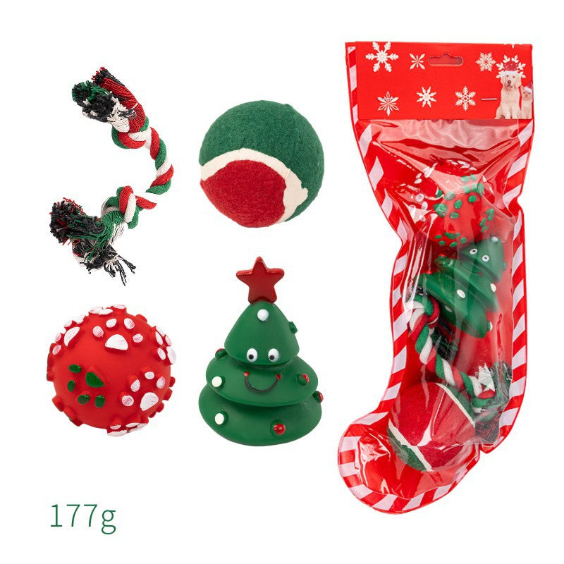 Barkwow Festive Sock Dog Toy Set for Small Breeds - Christmas Tree-Hanging Socks with Durable Chew Toys Inside