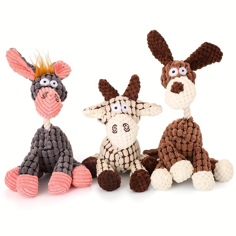 Squeaky Dog Toys Pack For Puppy, Cute Soft Durable Stuffed Animal Plush Dog Chew Toys With Squeakers For Teeth Cleaning, For Small Medium Dogs Main image