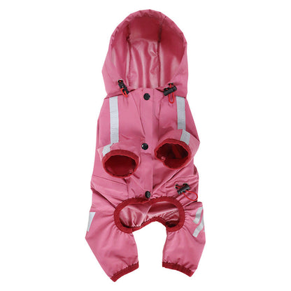 Woofylove Four-Legged Waterproof Dog Raincoat with Reflective Strip