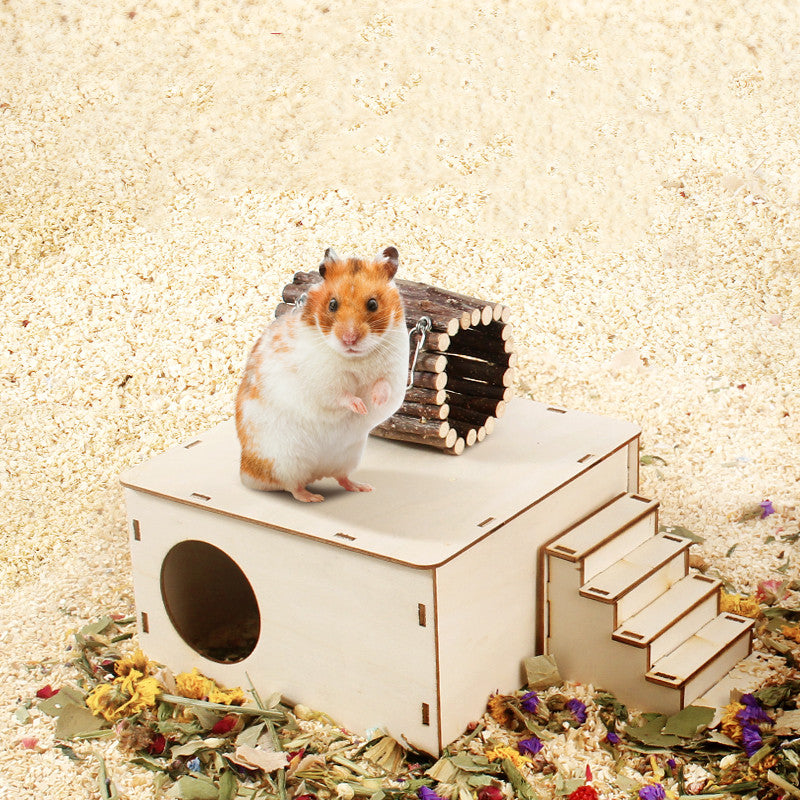 Hamster Natural Wooden Fence Landscaping Platform Swing Toy Main image