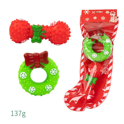 Barkwow Festive Sock Dog Toy Set for Small Breeds - Christmas Tree-Hanging Socks with Durable Chew Toys Inside