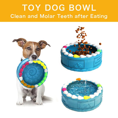 Barkwow Birthday Cake Bowl Toy: Durable, Safe & Fun Chew Toy for Heavy Chewers | Eco-Friendly Natural Rubber Dog Feeding Bow