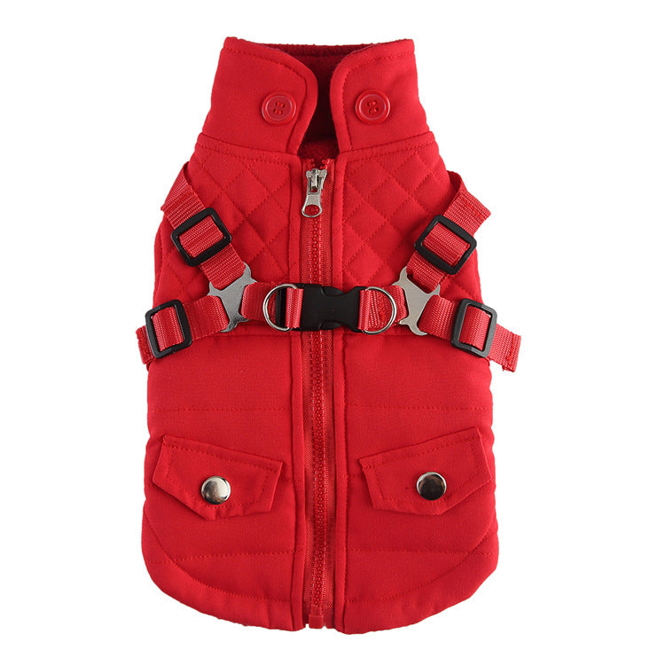 Woofylove Zipper Jacket with Built-In Harness – Your Pet's Winter Wardrobe Essential, Designed for Effortless Dressing