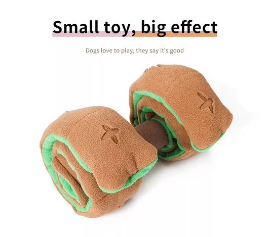 EYS Retractable Treat Dispensing Plush Dumbbell Interactive Dog Toy