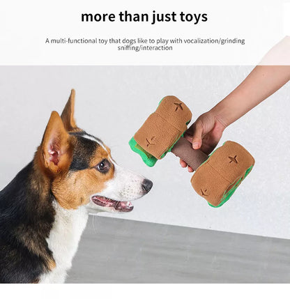 EYS Retractable Treat Dispensing Plush Dumbbell Interactive Dog Toy