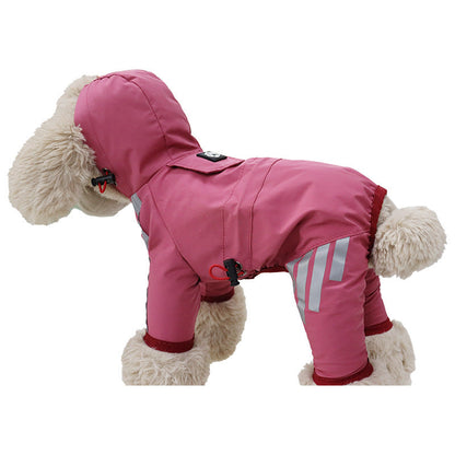 Woofylove Four-Legged Waterproof Dog Raincoat with Reflective Strip