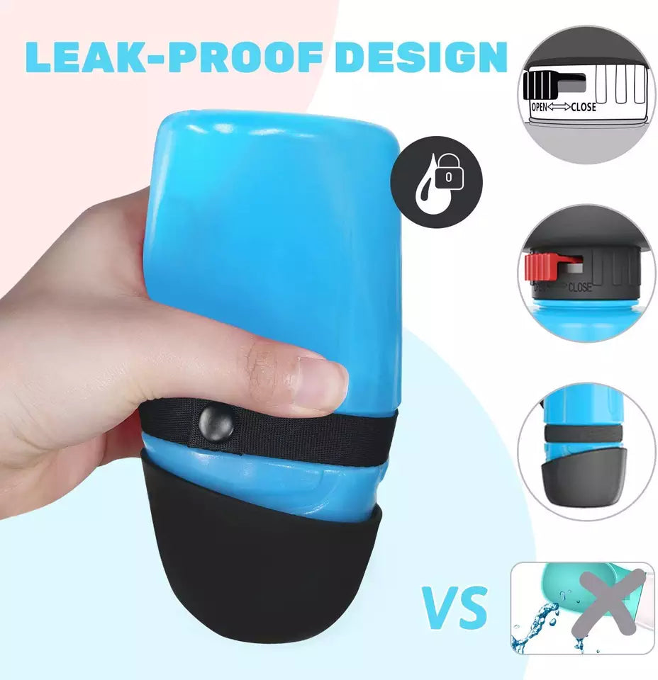 EYS Portable Dog Water Bottle - Leak-Proof, BPA-Free Silicone, Foldable & Travel-Friendly, with Innovative Flip Top Cap for Outdoor Adventures