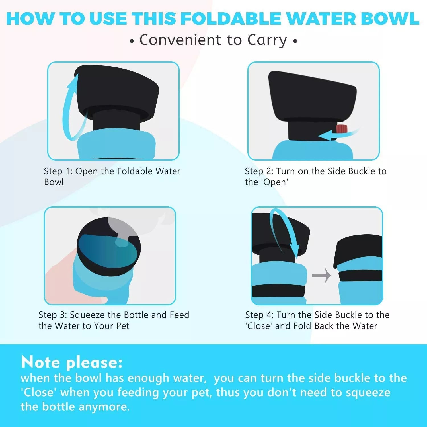 EYS Portable Dog Water Bottle - Leak-Proof, BPA-Free Silicone, Foldable & Travel-Friendly, with Innovative Flip Top Cap for Outdoor Adventures Secondary image