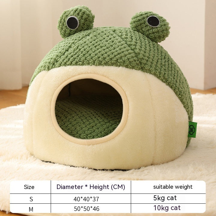 "Barkwow Little Frog Series Pet Nest – Warm Plush Mat for Cats & Dogs | Cozy Autumn/Winter Shelter for Pets Up to 11 lbs