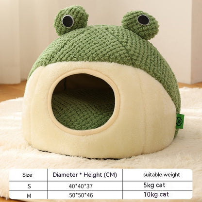 "Barkwow Little Frog Series Pet Nest – Warm Plush Mat for Cats & Dogs | Cozy Autumn/Winter Shelter for Pets Up to 11 lbs