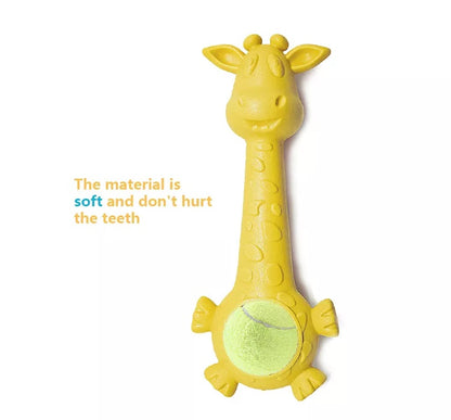 Barkwow Giraffe Chew Toy with Embedded Tennis Ball