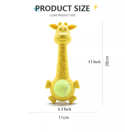 Barkwow Giraffe Chew Toy with Embedded Tennis Ball