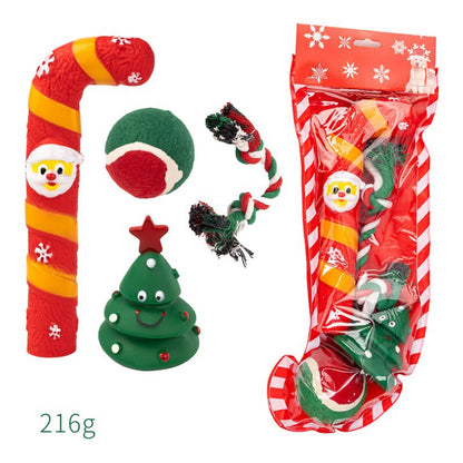 Barkwow Festive Sock Dog Toy Set for Small Breeds - Christmas Tree-Hanging Socks with Durable Chew Toys Inside