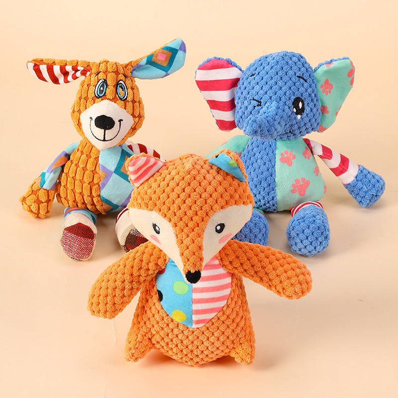 Barkwow Squeaky Plush Dog Toys - Bite Resistant & Durable Animal Toys for Small to Large Dogs - Available in Donkey, Elephant, and Fox Designs Main image