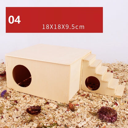 Hamster Natural Wooden Fence Landscaping Platform Swing Toy