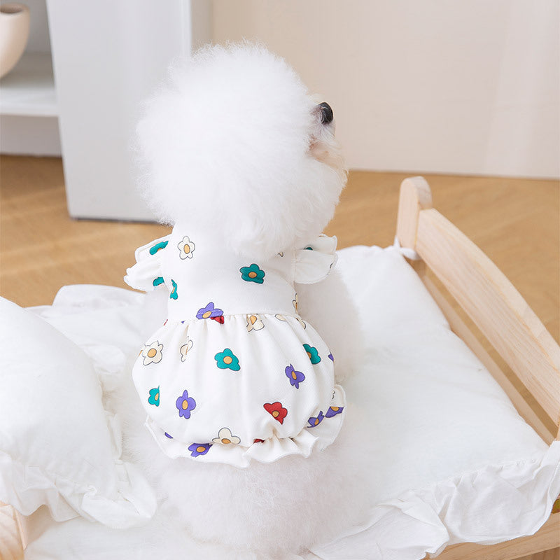 🌸 WoofyLove Delight: Adorable Lightweight Flower-Printed Dog Dress 🌸