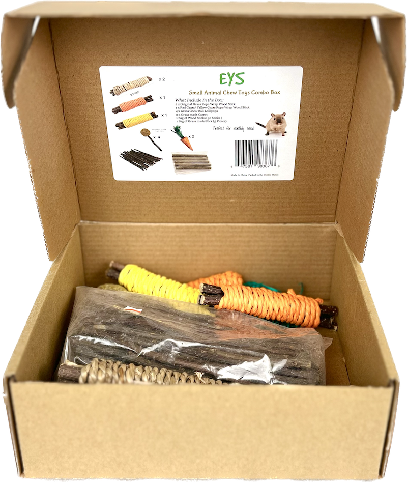 E Y S Monthly Supply Chew Toy Combo Box - Natural Chew Sticks & Lollipop Toys for Small Pets (Hamsters, Rabbits, Chinchillas) - Dental Health & Fun Playtime Main image