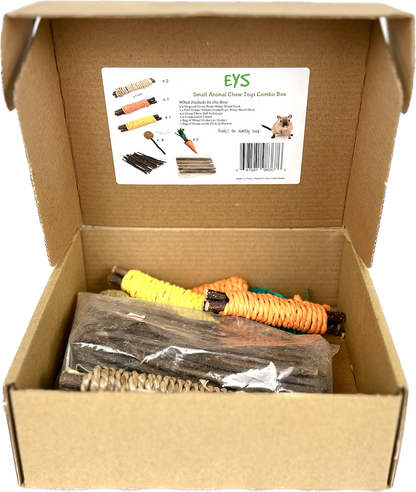 E Y S Monthly Supply Chew Toy Combo Box - Natural Chew Sticks & Lollipop Toys for Small Pets (Hamsters, Rabbits, Chinchillas) - Dental Health & Fun Playtime