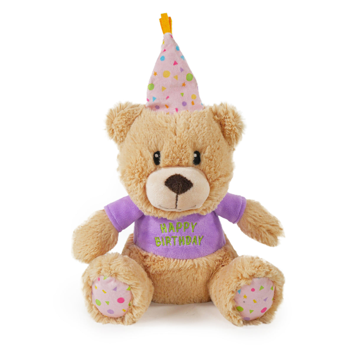 Barkwow Birthday Celebration Plush Bear with Squeaker, Party Hat, and 'Happy Birthday' Shirt - Cuddly Dog Toy Gift Main image