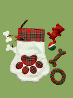 EYS Christmas Stocking Gift Set for Pets, Large (8” Diameter, 18” Long), Includes Plush Toys, Durable Rope Chews, and More, Hanging Stocking Decoration