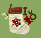 EYS Christmas Stocking Gift Set for Pets, Large (8” Diameter, 18” Long), Includes Plush Toys, Durable Rope Chews, and More, Hanging Stocking Decoration