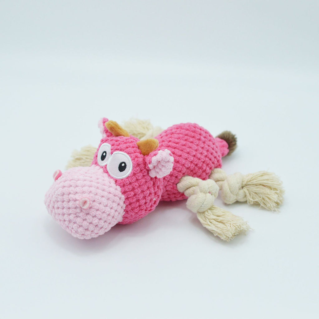 "Barkwow Cow Cloth Velvet Dog Toy - Interactive Creaking Sound Pet Playtime Fun