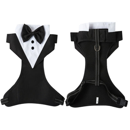 Woofylove Pet Tuxedo Dress and Leash - Dapper Chest Strap Suit for Nuptial Paws