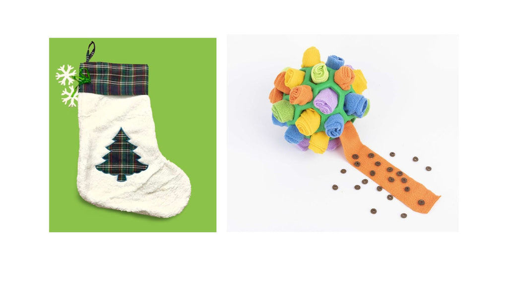 EYS Christmas Stocking Gift Set for Pets, Large (8” Diameter, 18” Long), Includes Plush Toys, Durable Rope Chews, and More, Hanging Stocking Decoration